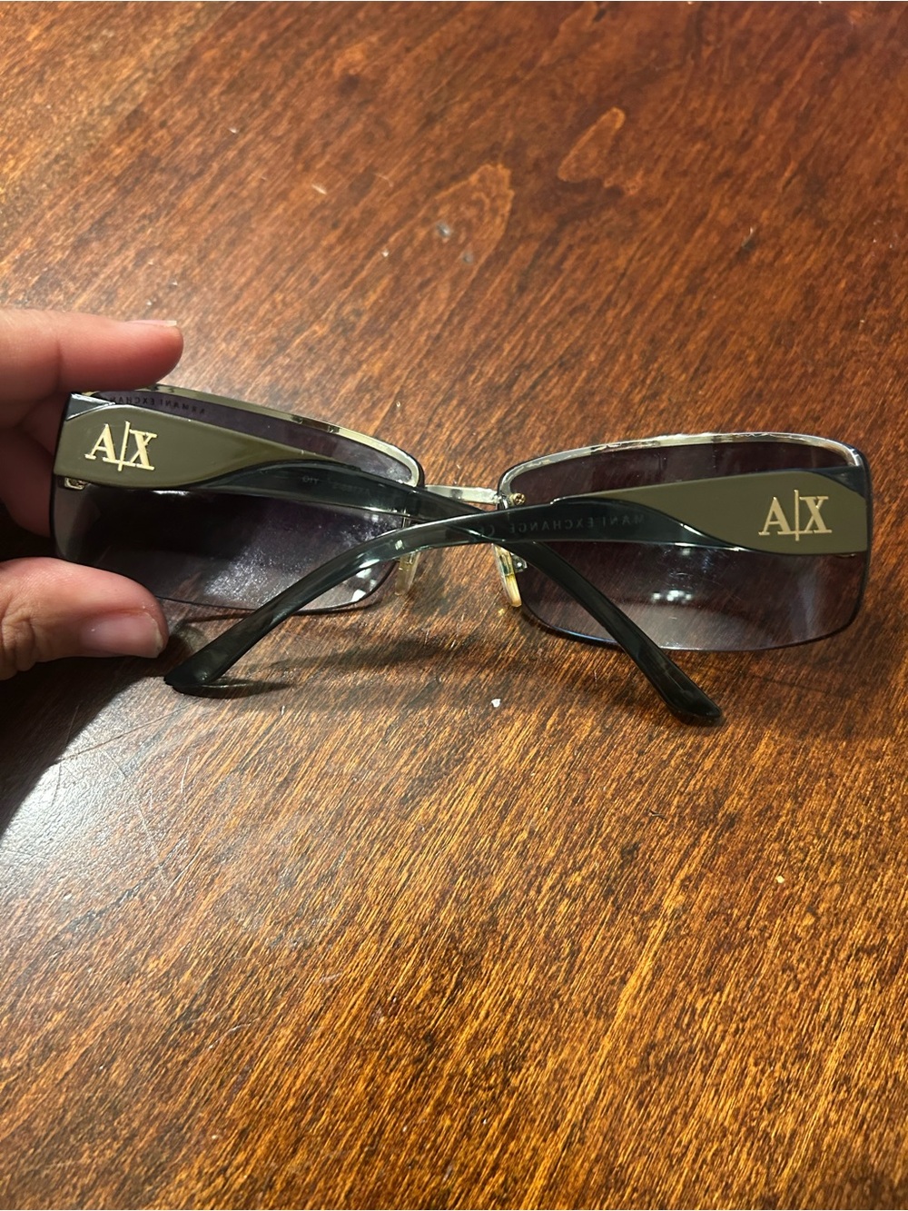Armani Exchange AX001/s rimless wrap around sunglasses